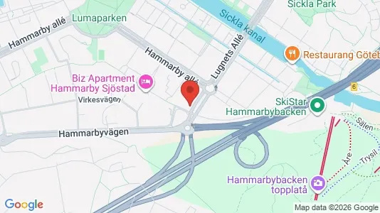 Kontorslokaler att hyra i Hammarbyhamnen - kort over placeringen