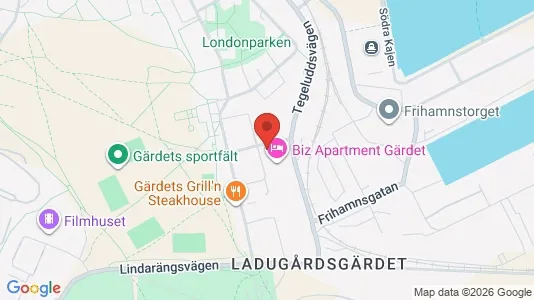 Kontorslokaler att hyra i Gärdet/Djurgården - kort over placeringen