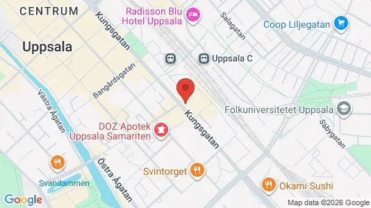 Kontorslokaler att hyra i Uppsala - kort over placeringen