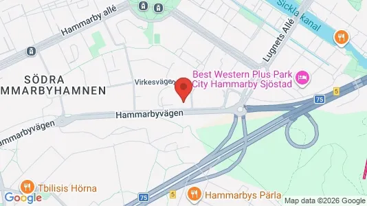 Kontorslokaler att hyra i Hammarbyhamnen - kort over placeringen