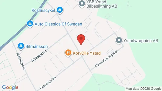 Industrilokaler att hyra i Ystad - kort over placeringen