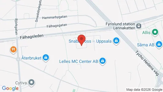 Kontorslokaler att hyra i Uppsala - kort over placeringen