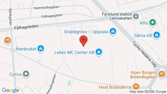 Lagerlokaler att hyra i Uppsala - kort over placeringen