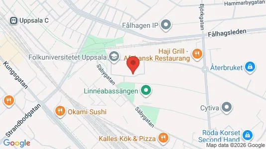Kontorslokaler att hyra i Uppsala - kort over placeringen