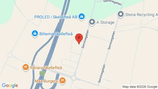 Industrilokaler att hyra i Skellefteå - kort over placeringen