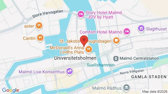 Kontorslokaler att hyra i Malmö Centrum - kort over placeringen