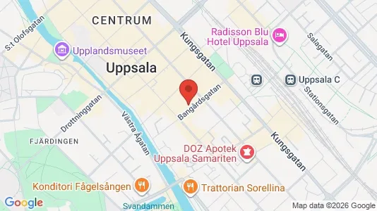 Kontorslokaler att hyra i Uppsala - kort over placeringen