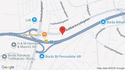 Kontorslokaler att hyra i Borås - kort over placeringen