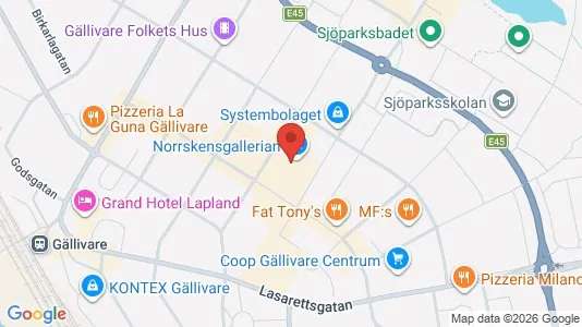 Kontorslokaler att hyra i Gällivare - kort over placeringen