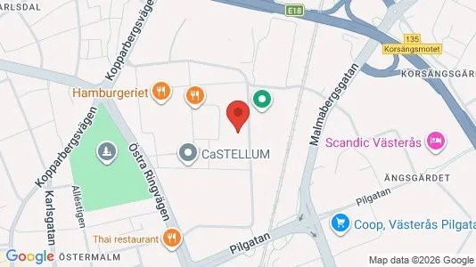 Kontorslokaler att hyra i Västerås - kort over placeringen