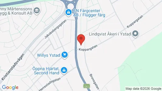 Industrilokaler att hyra i Ystad - kort over placeringen