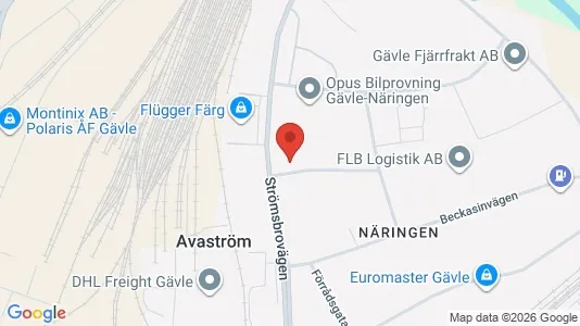 Industrilokaler att hyra i Gävle - kort over placeringen
