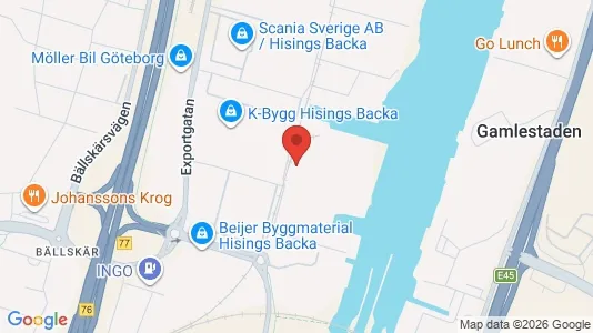 Industrilokaler att hyra i Göteborg Östra - kort over placeringen