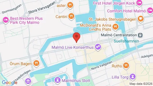 Kontorslokaler att hyra i Malmö Centrum - kort over placeringen