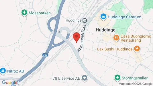 Kontorslokaler att hyra i Huddinge - kort over placeringen