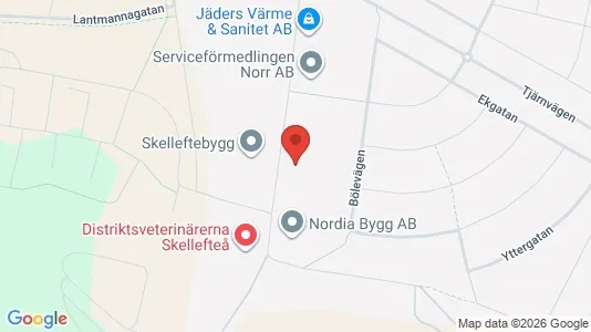 Lagerlokaler att hyra i Skellefteå - kort over placeringen