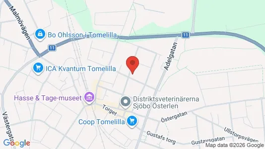 Affärslokaler att hyra i Tomelilla - kort over placeringen