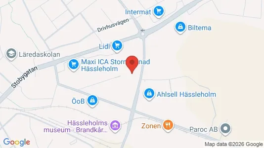 Industrilokaler att hyra i Hässleholm - kort over placeringen