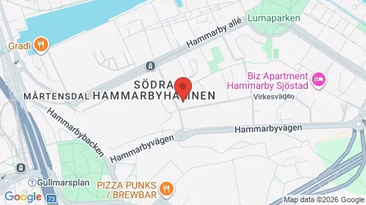 Kontorslokaler att hyra i Hammarbyhamnen - kort over placeringen