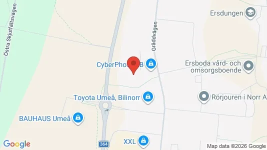 Kontorslokaler att hyra i Umeå - kort over placeringen