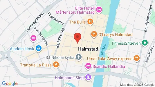 Kontorslokaler att hyra i Halmstad - kort over placeringen