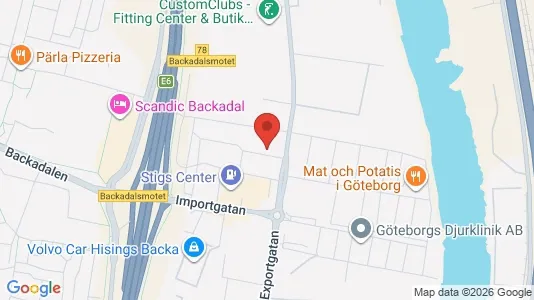 Industrilokaler att hyra i Göteborg Östra - kort over placeringen