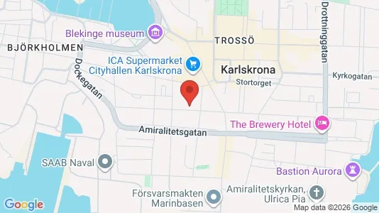 Kontorslokaler att hyra i Karlskrona - kort over placeringen