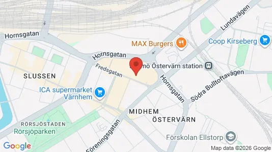 Affärslokaler att hyra i Malmö Centrum - kort over placeringen