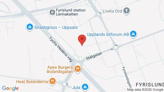 Affärslokaler att hyra i Uppsala - kort over placeringen