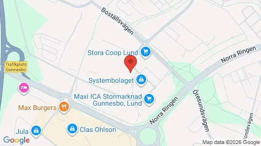 Kontorslokaler att hyra i Lund - kort over placeringen
