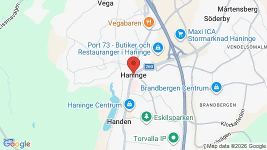 Butikslokaler att hyra i Haninge - kort over placeringen