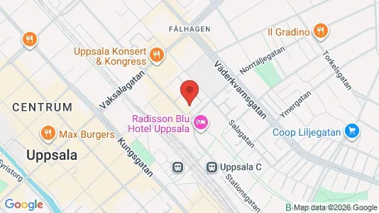 Kontorslokaler att hyra i Uppsala - kort over placeringen