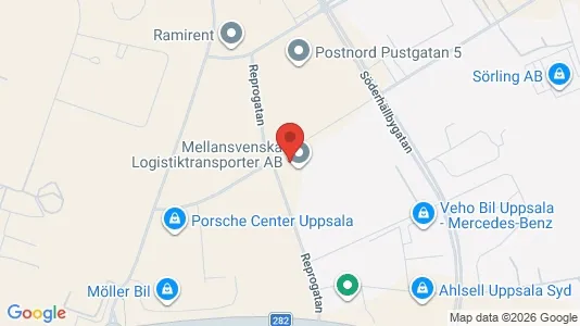 Kontorslokaler att hyra i Uppsala - kort over placeringen