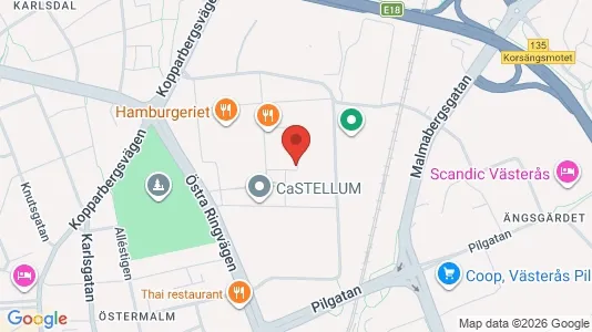 Kontorslokaler att hyra i Västerås - kort over placeringen
