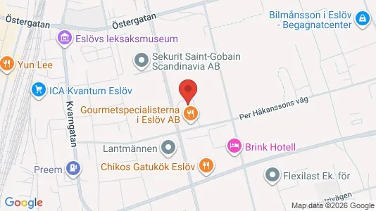 Industrilokaler att hyra i Eslöv - kort over placeringen