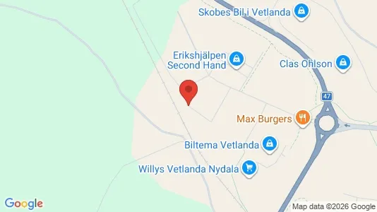 Affärslokaler till försäljning i Vetlanda - kort over placeringen