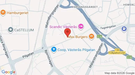 Affärslokaler att hyra i Västerås - kort over placeringen