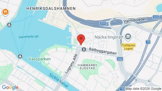 Kontorslokaler att hyra i Hammarbyhamnen - kort over placeringen