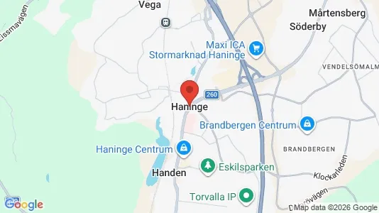 Butikslokaler att hyra i Haninge - kort over placeringen