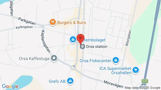Affärslokaler till försäljning i Orsa - kort over placeringen