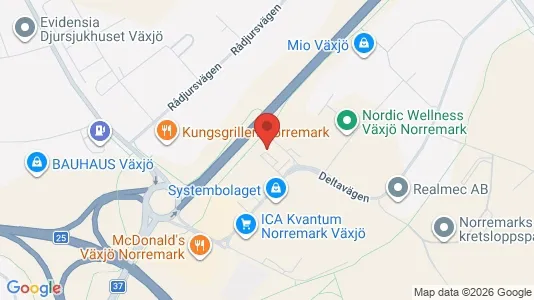 Kontorslokaler att hyra i Växjö - kort over placeringen