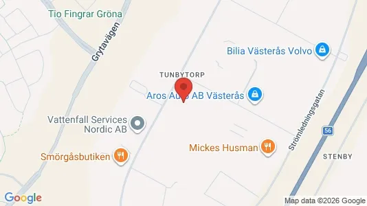 Affärslokaler att hyra i Västerås - kort over placeringen