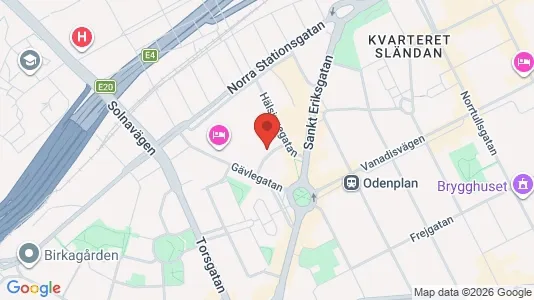 Kontorslokaler att hyra i Vasastan - kort over placeringen