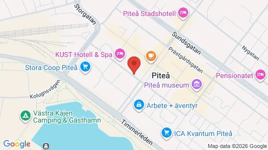 Affärslokaler att hyra i Piteå - kort over placeringen