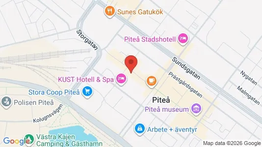 Affärslokaler att hyra i Piteå - kort over placeringen