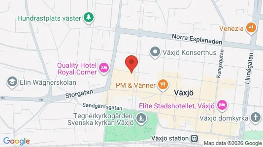 Lagerlokaler att hyra i Växjö - kort over placeringen