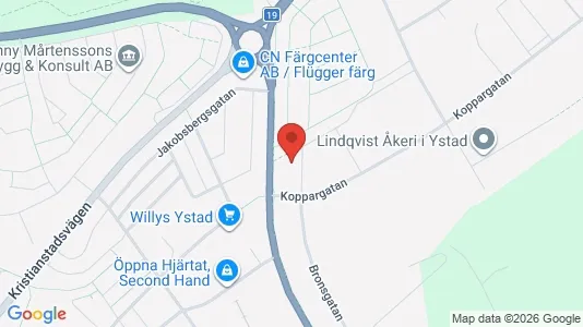 Lagerlokaler att hyra i Ystad - kort over placeringen