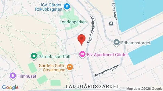 Kontorslokaler att hyra i Gärdet/Djurgården - kort over placeringen