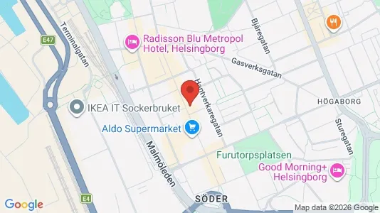 Kontorslokaler att hyra i Helsingborg - kort over placeringen