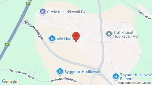 Affärslokaler att hyra i Hudiksvall - kort over placeringen
